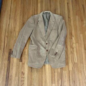 1970s men's vintage tan corduroy blazer with suede elbow patches, 44R